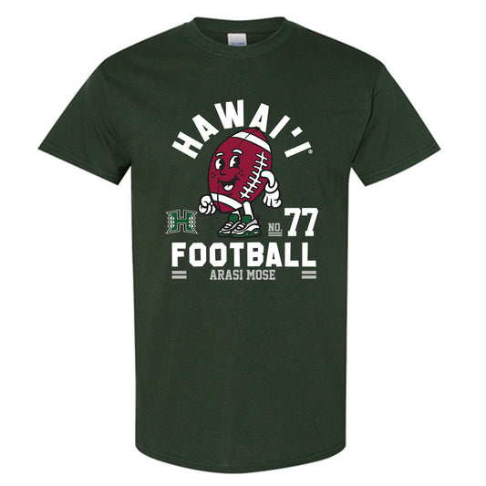 Hawaii - NCAA Football : Arasi Mose - Green Fashion Short Sleeve T-Shirt