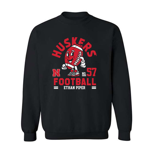 Nebraska - NCAA Football : Ethan Piper - Black Fashion Shersey Sweatshirt