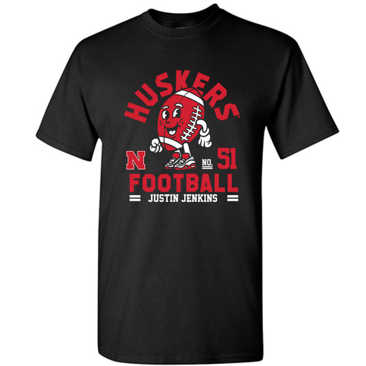 Nebraska - NCAA Football : Justin Jenkins - Black Fashion Shersey Short Sleeve T-Shirt