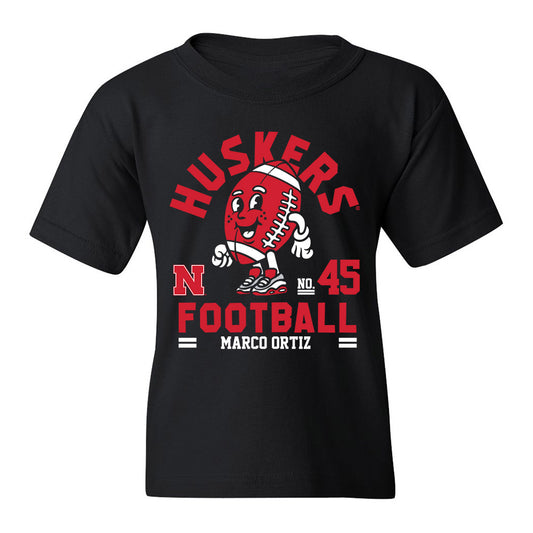 Nebraska - NCAA Football : Marco Ortiz - Black Fashion Shersey Youth T-Shirt