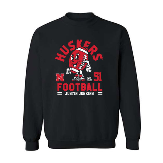 Nebraska - NCAA Football : Justin Jenkins - Black Fashion Shersey Sweatshirt