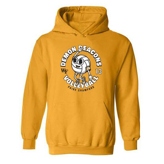 Wake Forest - NCAA Women's Volleyball : Paige Crawford - Gold Fashion Hooded Sweatshirt