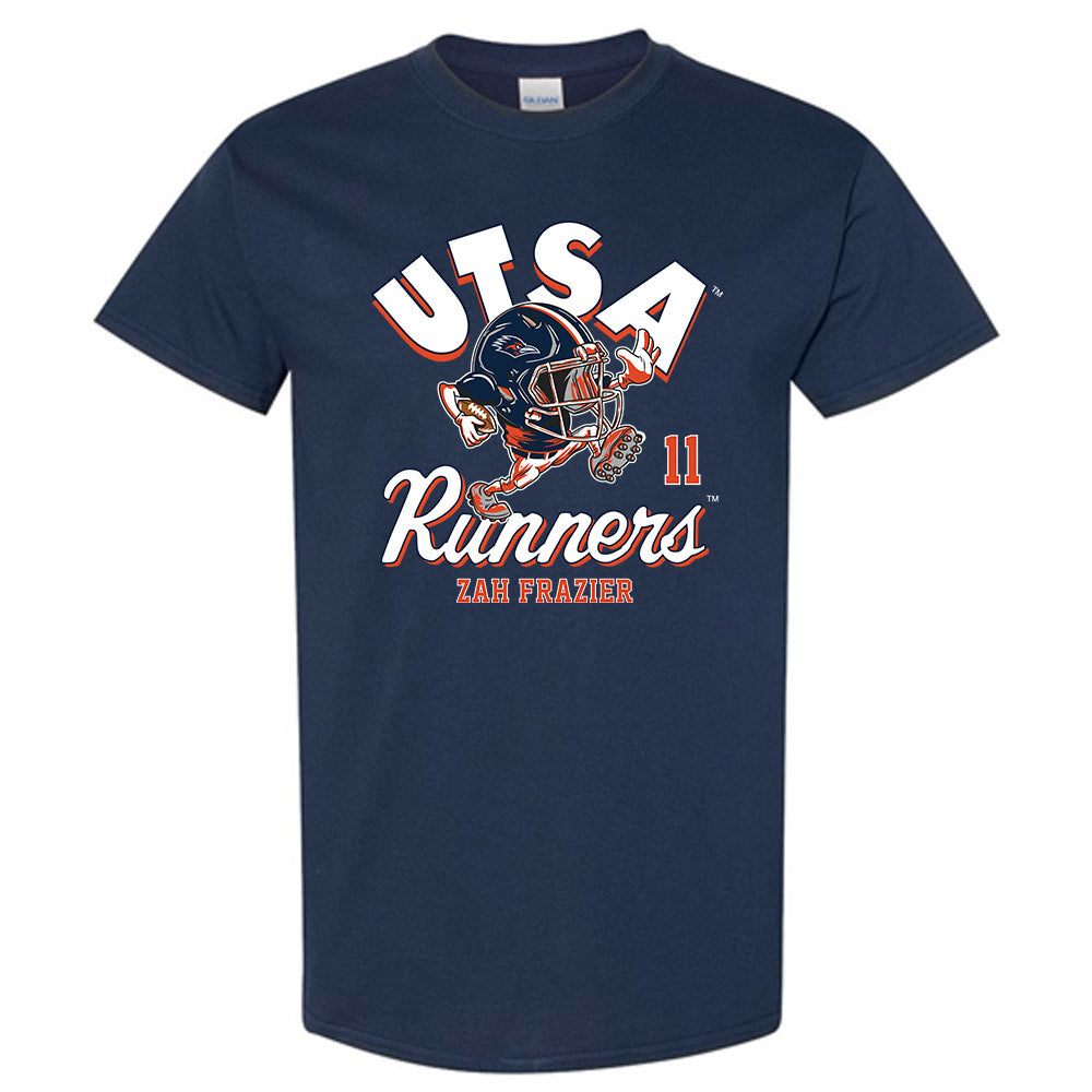 UTSA - NCAA Football : Zah Frazier - Navy Fashion Shersey Short Sleeve T-Shirt