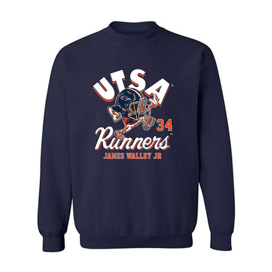 UTSA - NCAA Football : James Walley Jr - Navy Fashion Shersey Sweatshirt