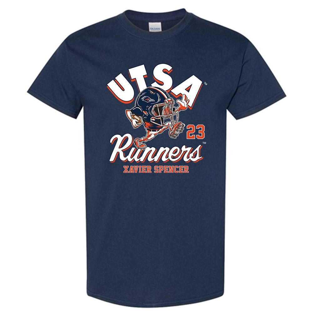 UTSA - NCAA Football : Xavier Spencer - Navy Fashion Shersey Short Sleeve T-Shirt