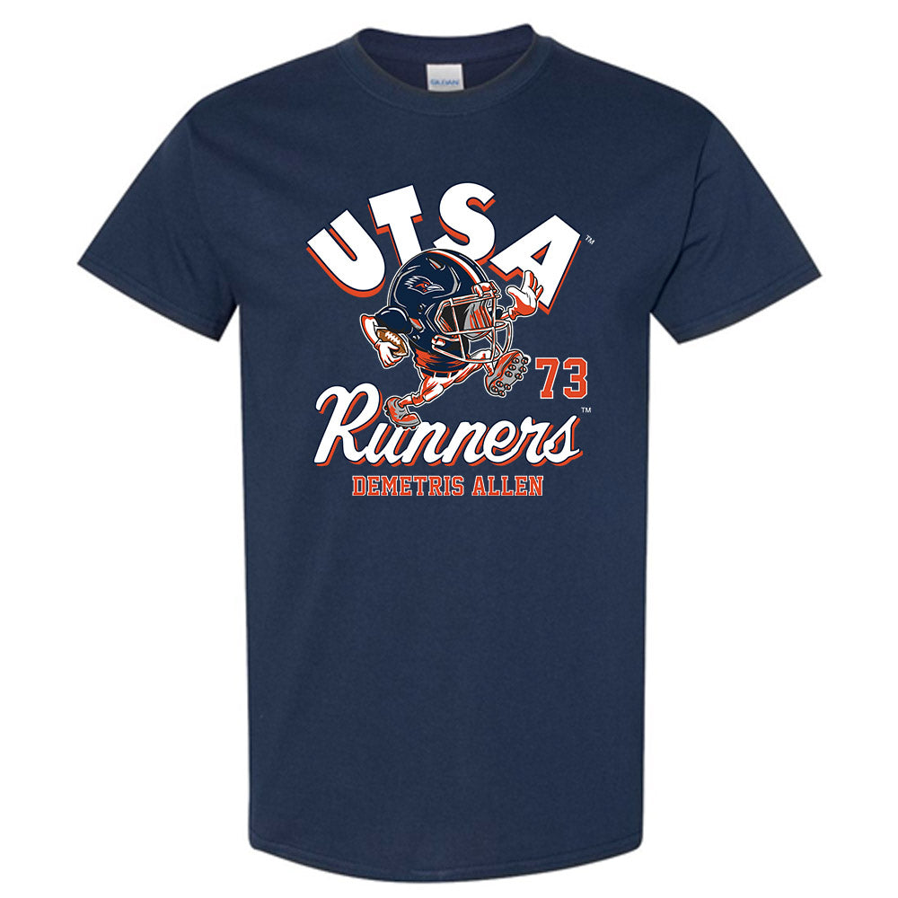 UTSA - NCAA Football : Demetris Allen - Navy Fashion Shersey Short Sleeve T-Shirt