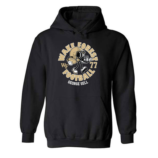 Wake Forest - NCAA Football : George Sell - Black Fashion Shersey Hooded Sweatshirt