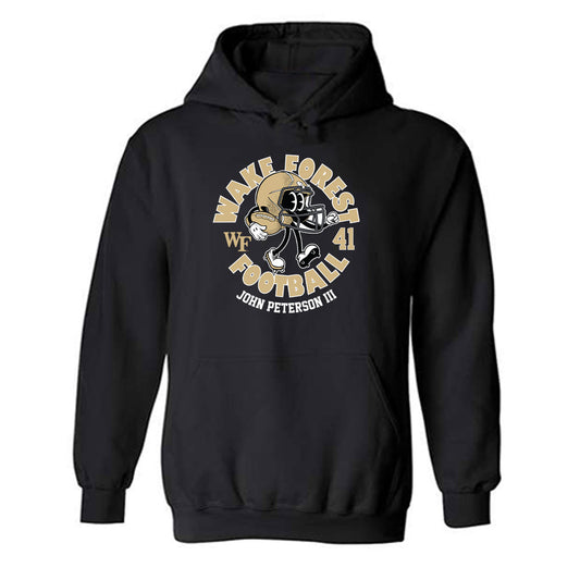 Wake Forest - NCAA Football : John Peterson III - Black Fashion Shersey Hooded Sweatshirt