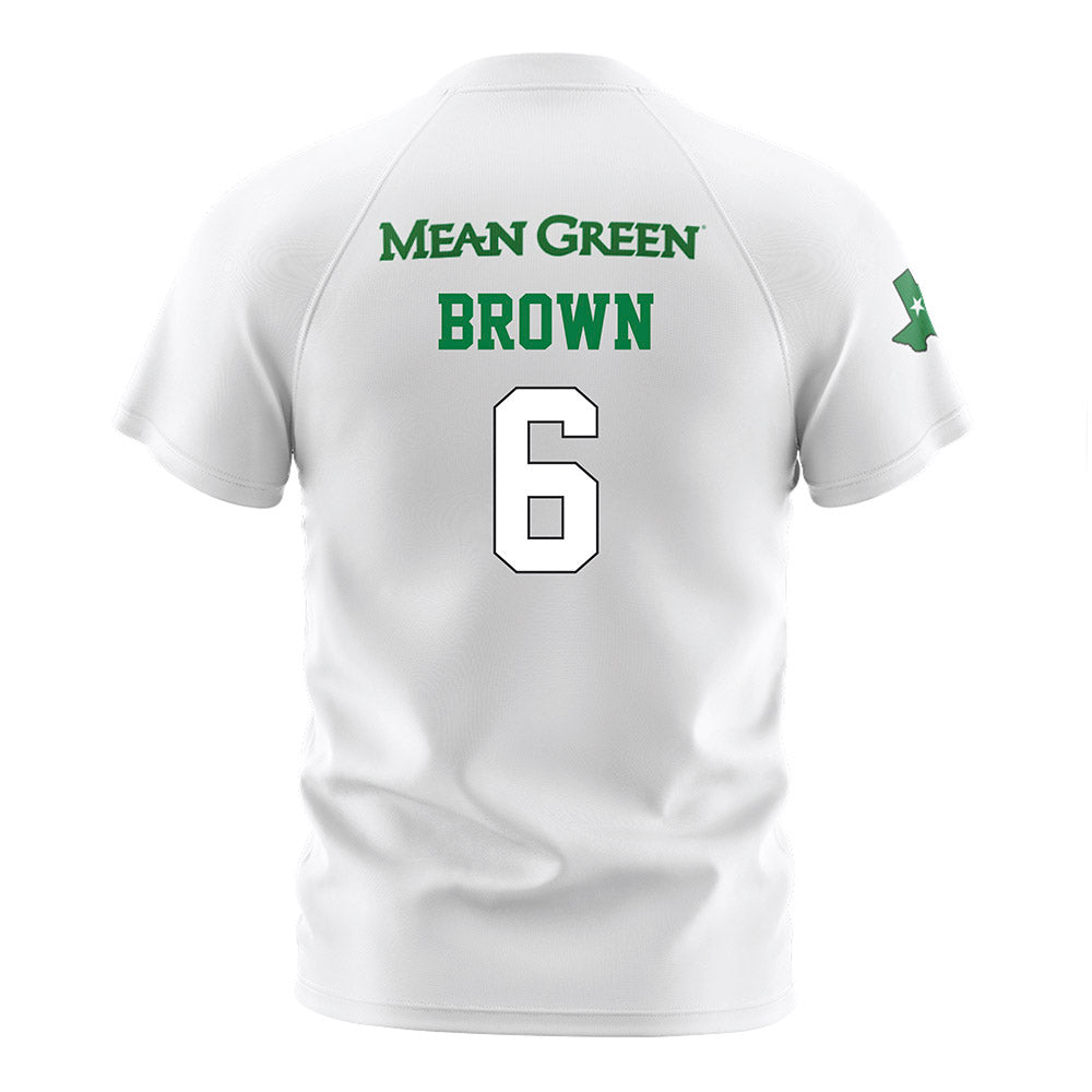 North Texas - NCAA Women's Soccer : Summer Brown - White Stripe Jersey