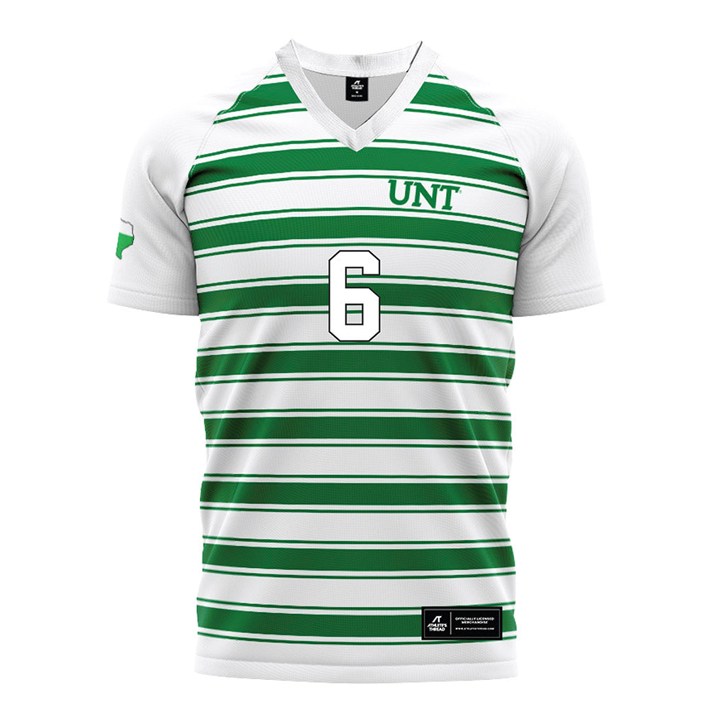 North Texas - NCAA Women's Soccer : Summer Brown - White Stripe Jersey