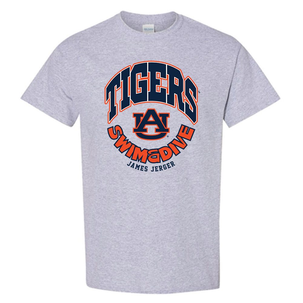 Auburn - NCAA Men's Swimming & Diving : Rusty Jerger - Grey Fashion Short Sleeve T-Shirt