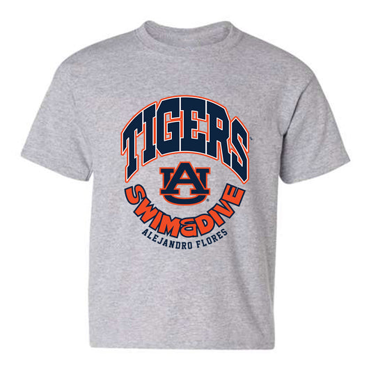 Auburn - NCAA Men's Swimming & Diving : Alejandro Flores - Grey Fashion Youth T-Shirt