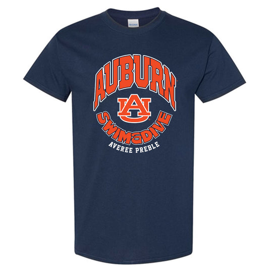 Auburn - NCAA Women's Swimming & Diving : Averee Preble - Navy Fashion Short Sleeve T-Shirt