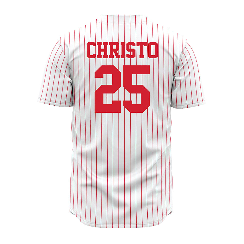 Nebraska - NCAA Baseball : Drew Christo - Baseball Jersey Red Pinstripe