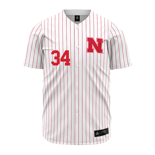 Nebraska - NCAA Baseball : Brett Sears - Baseball Jersey Red Pinstripe