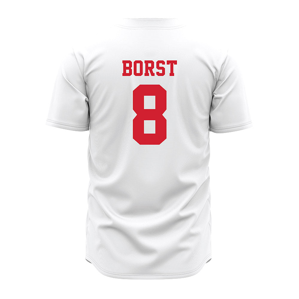 Nebraska - NCAA Baseball : Evan Borst - Baseball Jersey White