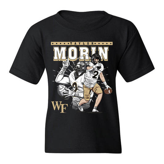 Wake Forest - NCAA Football : Taylor Morin - Black Caricature Youth T-Shirt