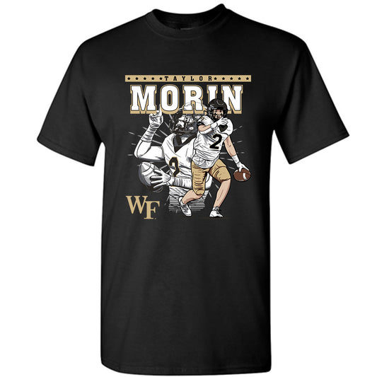 Wake Forest - NCAA Football : Taylor Morin - Black Caricature Short Sleeve T-Shirt