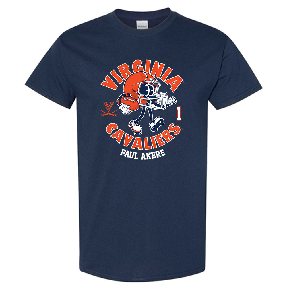 Virginia - NCAA Football : Paul Akere - Navy Fashion Shersey Short Sleeve T-Shirt