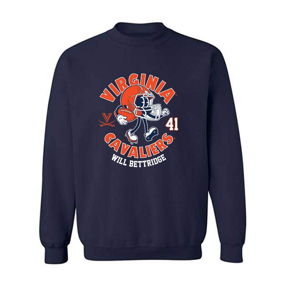 Virginia - NCAA Football : Will Bettridge - Navy Fashion Shersey Sweatshirt