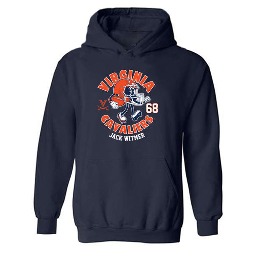 Virginia - NCAA Football : Jack Witmer - Navy Fashion Shersey Hooded Sweatshirt