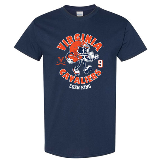 Virginia - NCAA Football : Coen King - Navy Fashion Shersey Short Sleeve T-Shirt