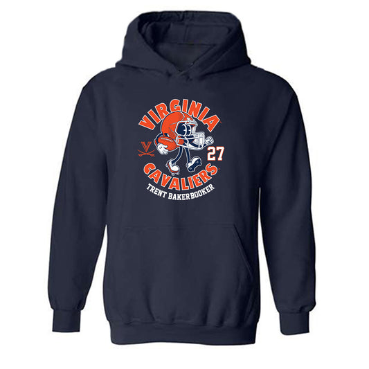 Virginia - NCAA Football : Trent Baker-booker - Navy Fashion Shersey Hooded Sweatshirt