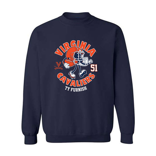 Virginia - NCAA Football : Ty Furnish - Navy Fashion Shersey Sweatshirt