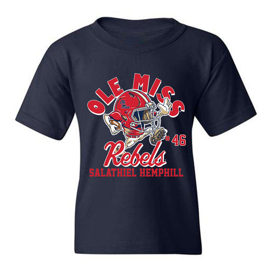 Ole Miss - NCAA Football : Salathiel Hemphill - Navy Fashion Shersey Youth T-Shirt