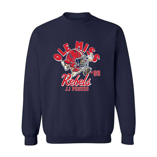 Ole Miss - NCAA Football : JJ Pegues - Navy Fashion Shersey Sweatshirt