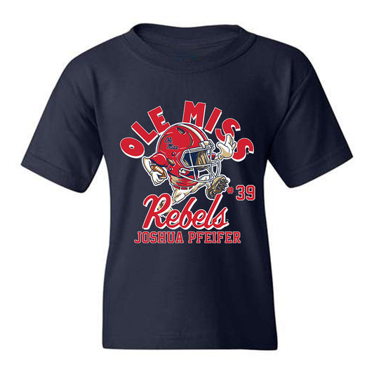 Ole Miss - NCAA Football : Joshua Pfeifer - Navy Fashion Shersey Youth T-Shirt