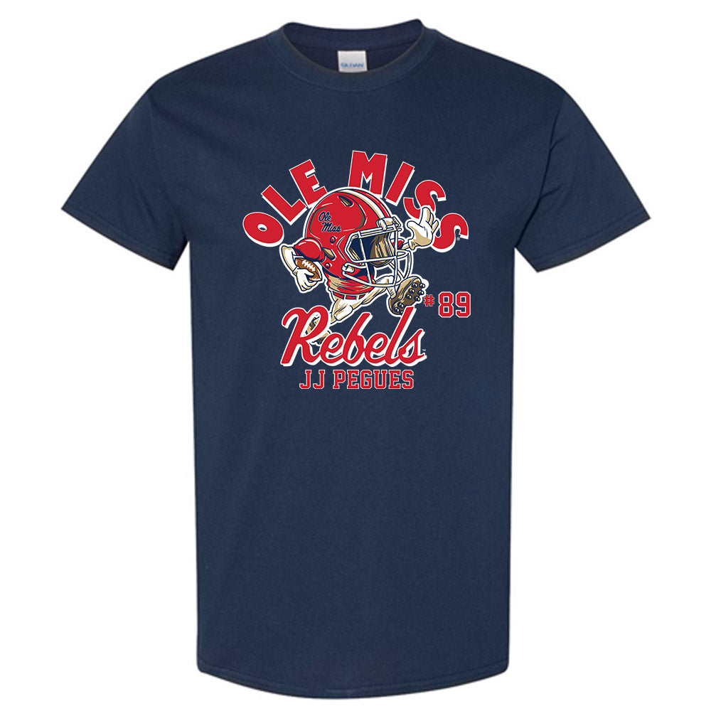 Ole Miss - NCAA Football : JJ Pegues - Navy Fashion Shersey Short Sleeve T-Shirt