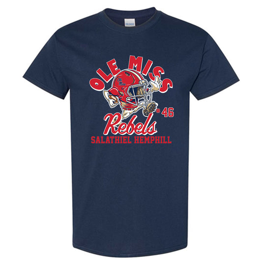 Ole Miss - NCAA Football : Salathiel Hemphill - Navy Fashion Shersey Short Sleeve T-Shirt