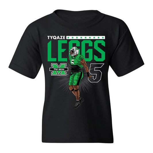 Marshall - NCAA Football : TyQaze Leggs - Caricature Youth T-Shirt