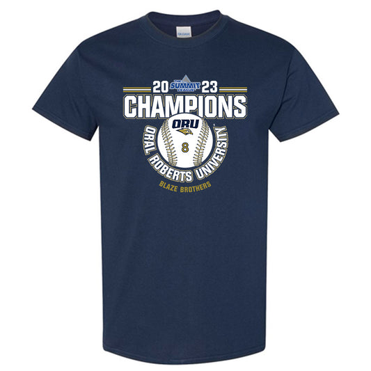 Oral Roberts - NCAA Baseball : Blaze Brothers - Summit League Champions Short Sleeve T-Shirt