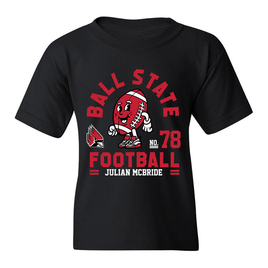 Ball State - NCAA Football : Julian McBride - Black Fashion Shersey Youth T-Shirt