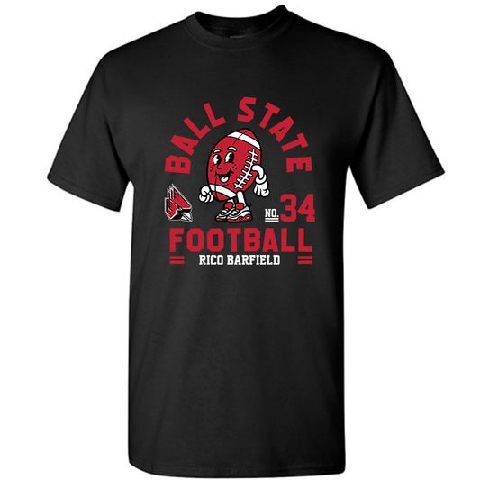 Ball State - NCAA Football : Rico Barfield - Black Fashion Shersey Short Sleeve T-Shirt