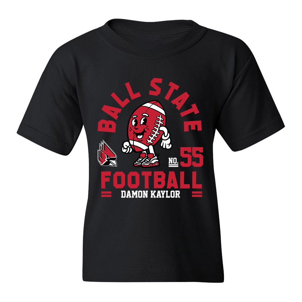 Ball State - NCAA Football : Damon Kaylor - Black Fashion Shersey Youth T-Shirt