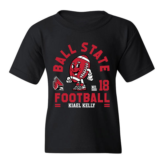 Ball State - NCAA Football : Kiael Kelly - Black Fashion Shersey Youth T-Shirt