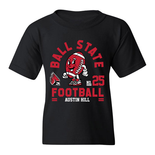 Ball State - NCAA Football : Austin Hill - Black Fashion Shersey Youth T-Shirt