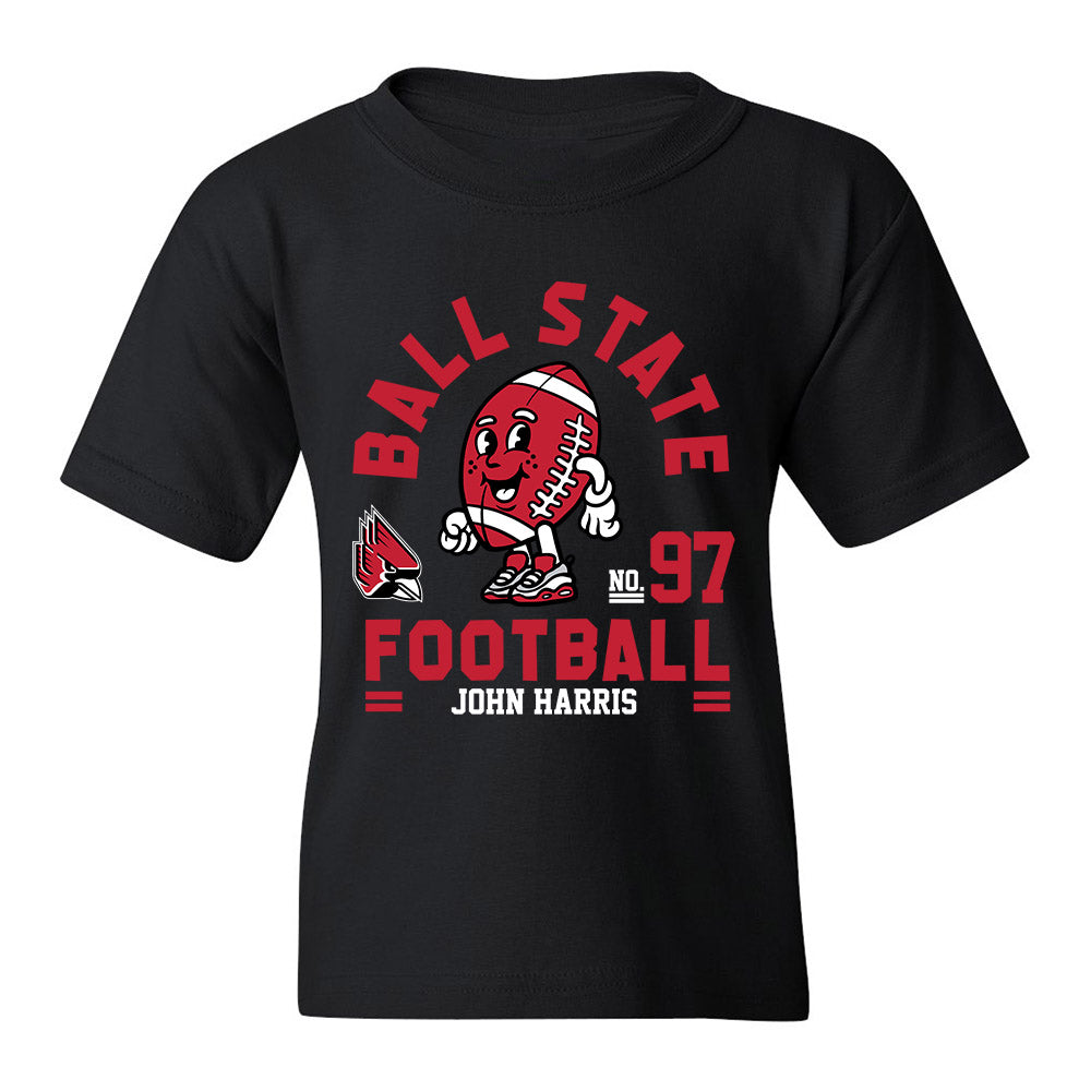 Ball State - NCAA Football : John Harris - Black Fashion Shersey Youth T-Shirt