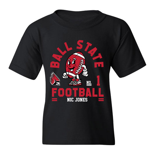Ball State - NCAA Football : Nic Jones - Black Fashion Shersey Youth T-Shirt