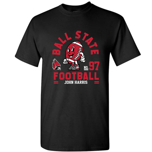 Ball State - NCAA Football : John Harris - Black Fashion Shersey Short Sleeve T-Shirt