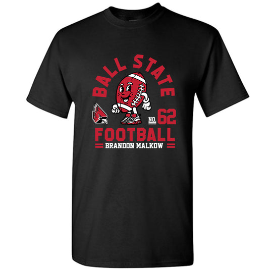 Ball State - NCAA Football : Brandon Malkow - Black Fashion Shersey Short Sleeve T-Shirt