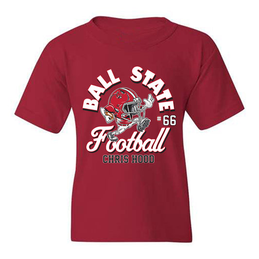 Ball State - NCAA Football : Chris Hood - Cardinal Fashion Shersey Youth T-Shirt