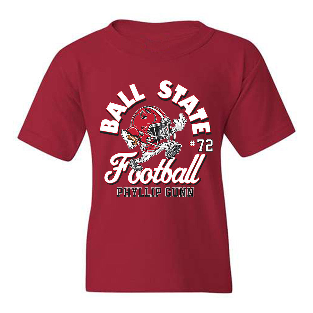 Ball State - NCAA Football : Phyllip Gunn - Cardinal Fashion Shersey Youth T-Shirt