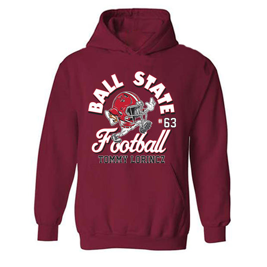 Ball State - NCAA Football : Tommy Lorincz - Cardinal Fashion Shersey Hooded Sweatshirt