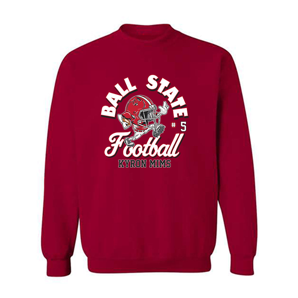 Ball State - NCAA Football : Kyron Mims - Cardinal Fashion Shersey Sweatshirt