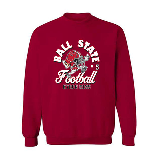 Ball State - NCAA Football : Kyron Mims - Cardinal Fashion Shersey Sweatshirt