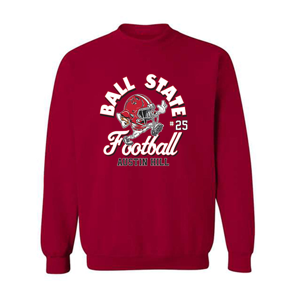 Ball State - NCAA Football : Austin Hill - Cardinal Fashion Shersey Sweatshirt